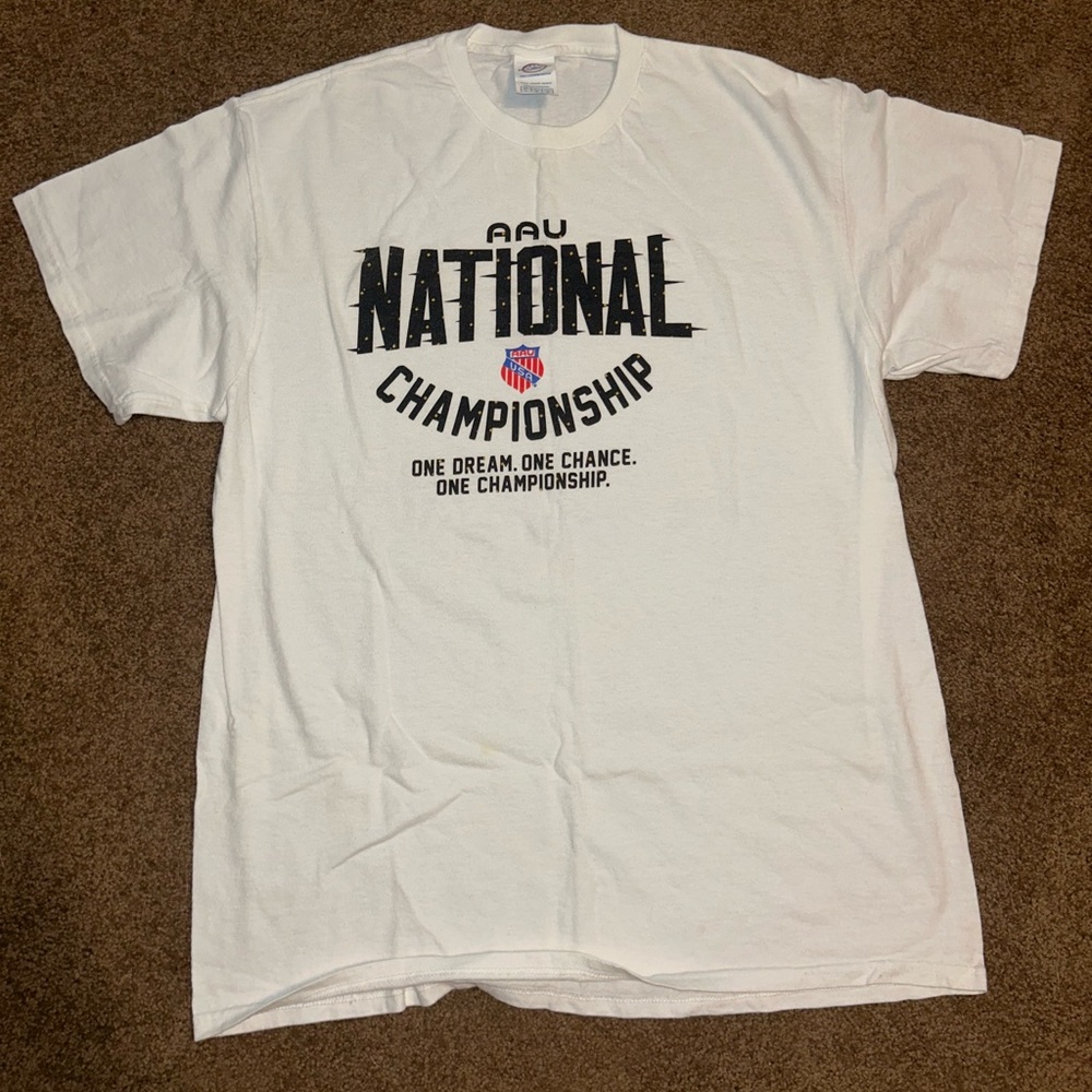 White AAU National Championship T-Shirt Volleyball